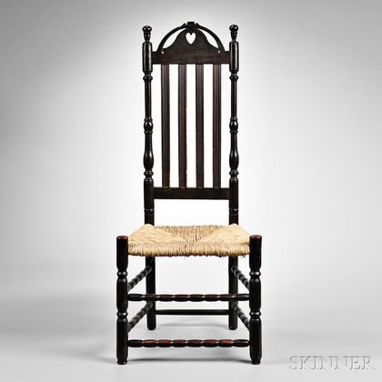 Brown-painted Heart and Crown Side Chair