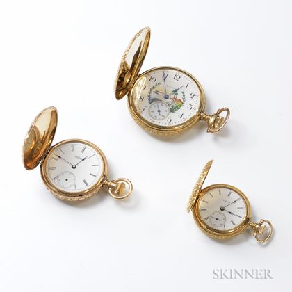 Two Antique 14kt Gold Pocket Watches and a Gold-filled Pocket Watch