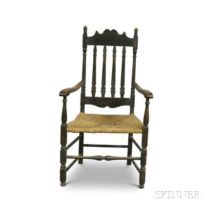 Black-painted Bannister-back Armchair