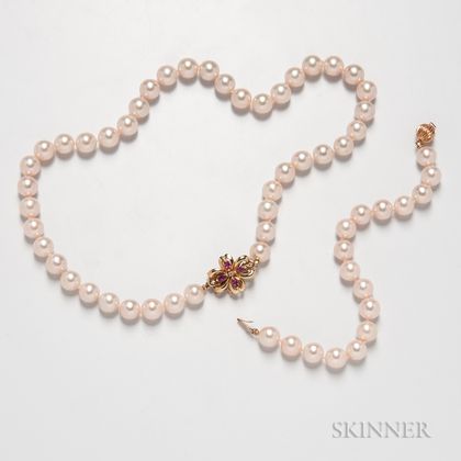 Cultured Pearl Necklace and Bracelet