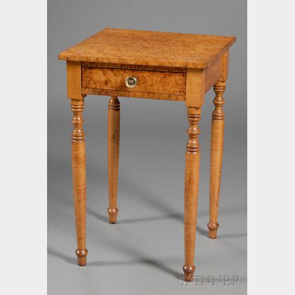 Classical Tiger Maple and Bird's-eye Maple One-drawer Stand