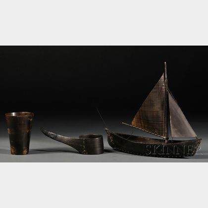 Three Eskimo Carved Baleen Items
