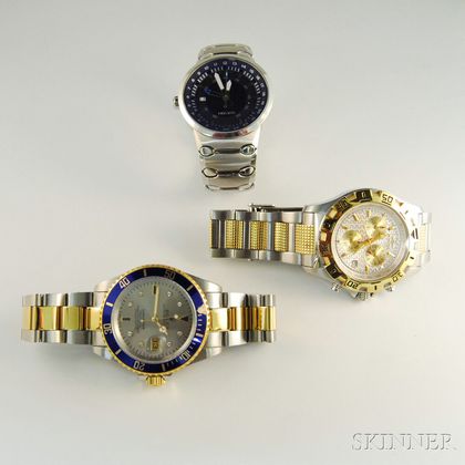 Three Stainless Steel Gentleman's Wristwatches