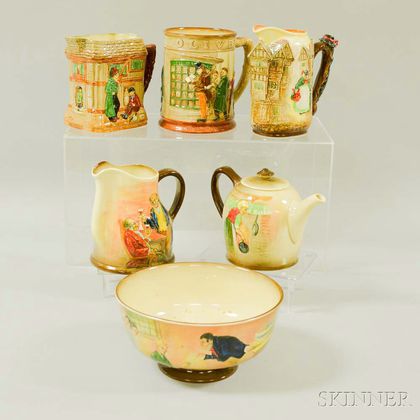 Six Royal Doulton Molded Ceramic Series Items