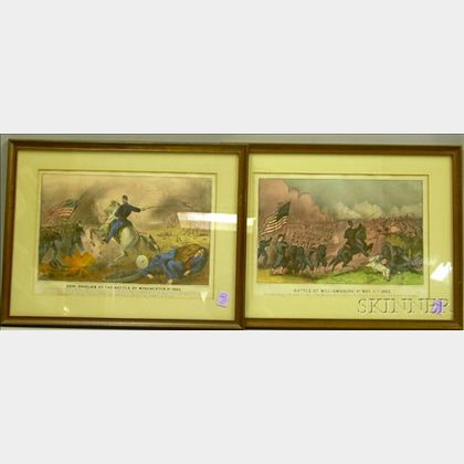 Two Framed Currier & Ives Small Folio Hand-colored Civil War Lithographs