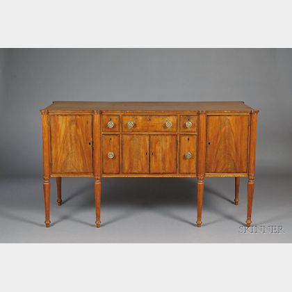 Federal Mahogany Carved and Lunette-inlaid Sideboard