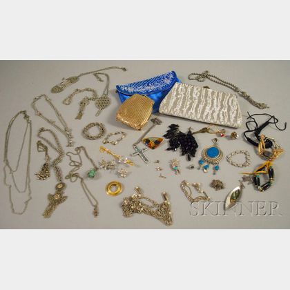 Small Group of Costume Jewelry and Purses. 