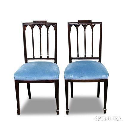 Pair of Federal-style Carved Mahogany Square-back Side Chairs