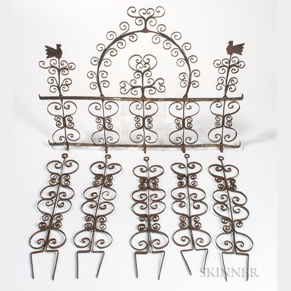 Scroll-decorated Wrought Iron Hanging Trellis