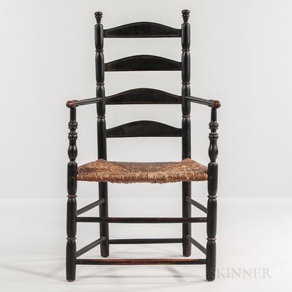 Black-painted Slat-back Armchair