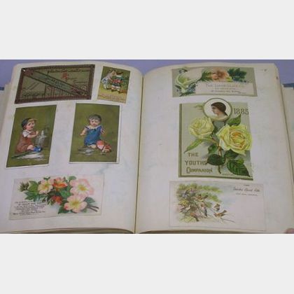 Late 19th Century Embossed Album of Chromolithograph Trade Cards. 