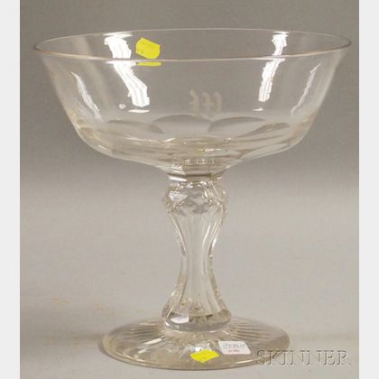 Colorless Cut Glass Compote