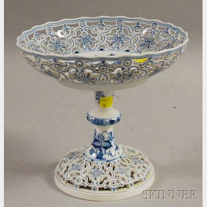 Meissen Blue and White-decorated Reticulated Porcelain Compote