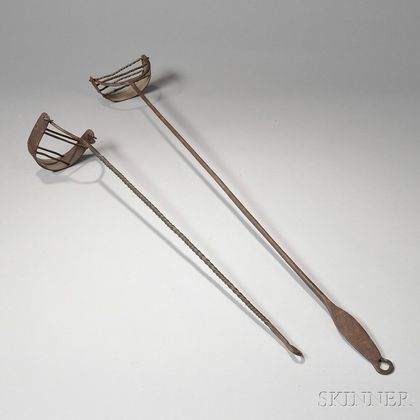 Two Long-handled Wrought Iron Hanging Toasters