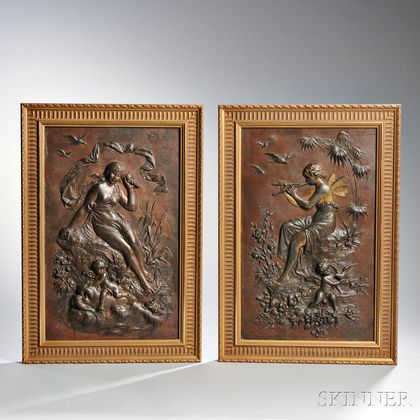 After Euguene Bormel, (Germany, 1858-1932) Two Bronze Plaques