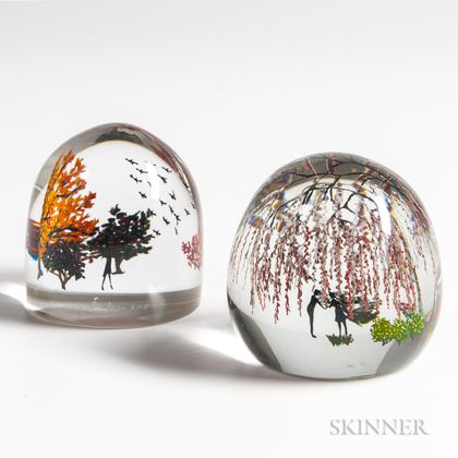 Two Alison Ruzsa Scenic Paperweights
