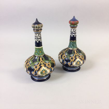 Pair of Persian-style Aesthetic Movement Ceramic Bottles