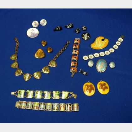 Eighteen Pieces of Enamel Jewelry
