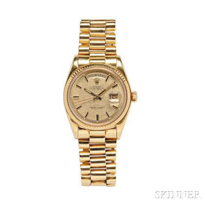 Gentleman's 18kt Gold "Oyster Perpetual Day-Date" Wristwatch, Rolex