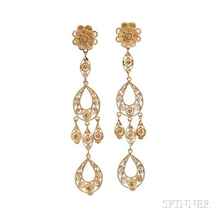 18kt Gold Earrings, Nathan Levy