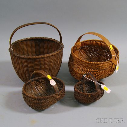 Four Handled Woven Splint Baskets