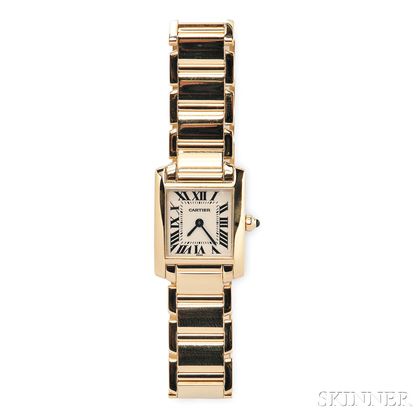Lady's 18kt Gold "Tank Francaise" Wristwatch, Cartier