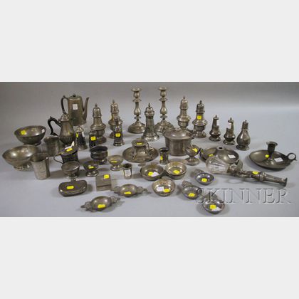 Forty-two Assorted Pewter Table Items
