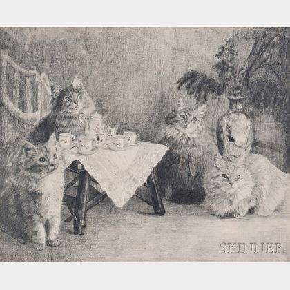 American School, Early 20th Century Kitty Cat Tea Party