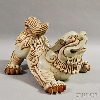 Large White-glazed Ceramic Foo Lion