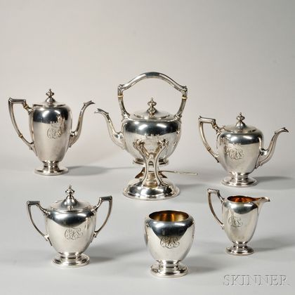 Six-piece Cartier Sterling Silver Tea and Coffee Service