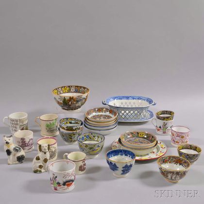 Group of Mostly English Transfer-decorated Ceramic Items