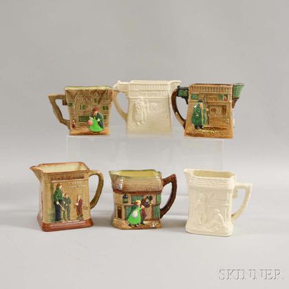 Six Royal Doulton Molded Ceramic Series Ware Jugs