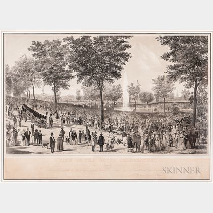 Two "View of the Water Celebration, on Boston Common October 25th 1848" Lithographs