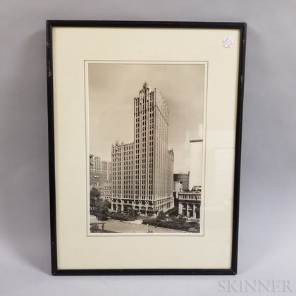 Framed Wurts Bros. Photograph of the Military Park Building in Newark, New Jersey