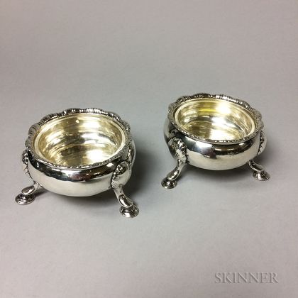 Pair of English Sterling Silver Footed Salts
