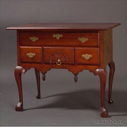 Chippendale Carved Mahogany and Maple Dressing Table