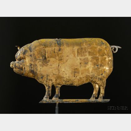 Molded and Gilded Copper Pig Weather Vane