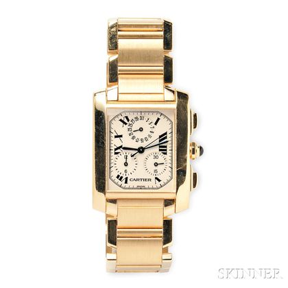 18kt Gold "Tank Francaise" Chronograph Wristwatch, Cartier