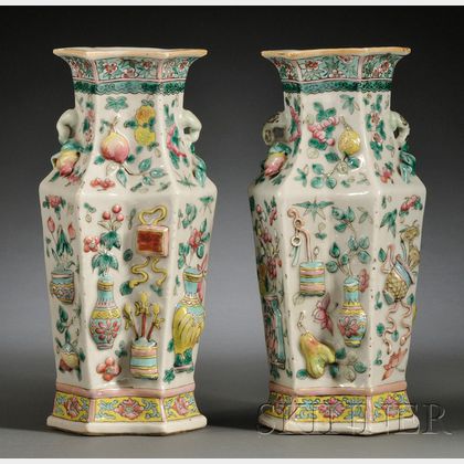 Pair of Hexagonal Vases