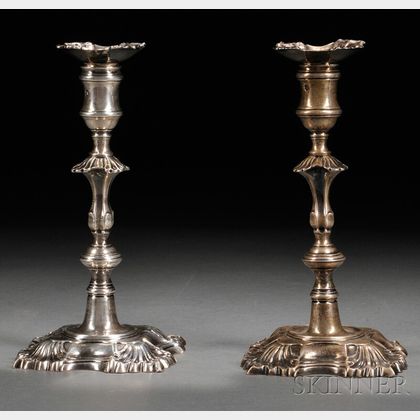 Harlequin Pair of Georgian Silver Candlesticks