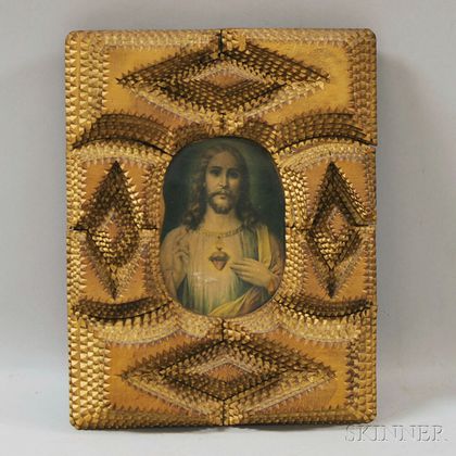 Gold-painted, Chip-carved, Tramp Art Frame