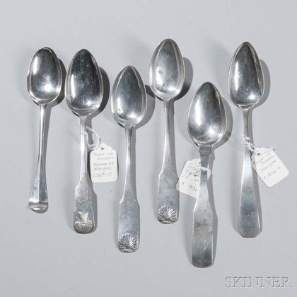 Six Coin Silver Serving Spoons