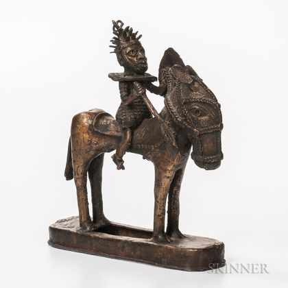 Benin-style Bronze Equestrian Figure
