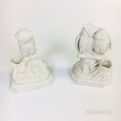 Two Daniel Chester French Parian Match Holders