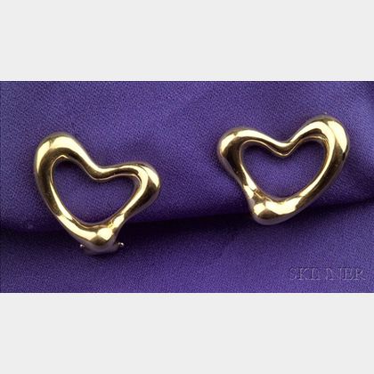 18kt Gold "Open Heart" Earclips, Tiffany & Co., Elsa Peretti