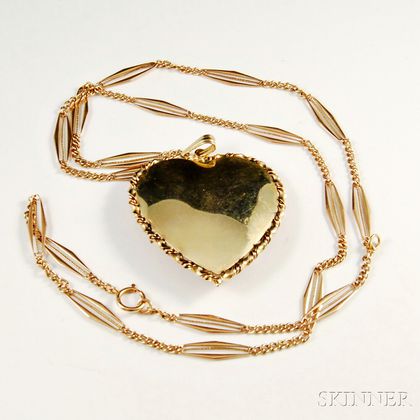 14kt Gold Gem-set Heart Pendant