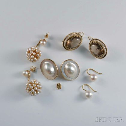 Four Pairs of Pearl Earrings