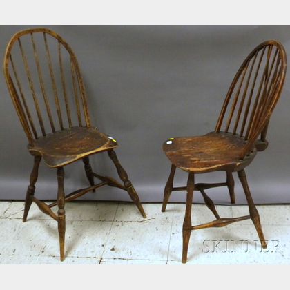 Two Painted Windsor Bow-back Side Chairs