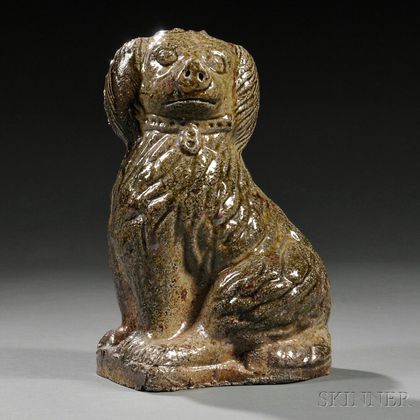 Sewer Tile Pottery Seated Spaniel Figure