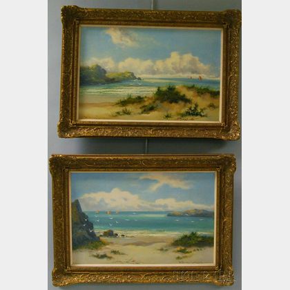 William Langley (British, fl. 1880-1920) Two Works: Coastal Views, North Wales.